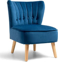 Giantex Modern Velvet Accent Chair Small Upholstered Leisure Sofa Chair w/Wood Legs Thickly Padded and Button Tufted Armless Wingback Club Chairs for Living Room Bedroom Furniture (1 Blue)