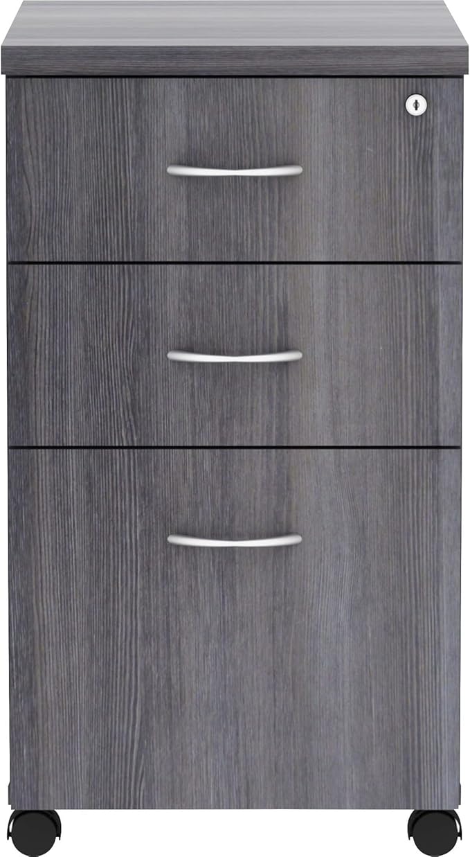 Lorell Weathered Charcoal Laminate Desking Pedestal - 3-Drawer