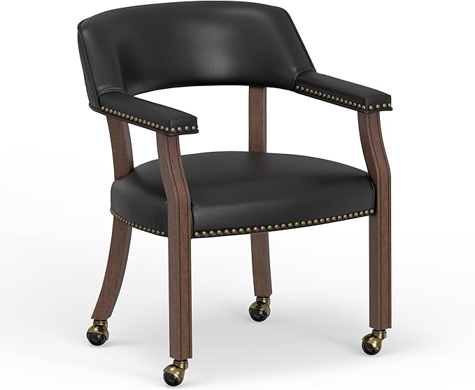Modern Accent Chair Upholstered PU Leather Barrel Armchairs with Rubberwood Legs Comfy Lounge Arm Chair Hollow-Out Side Club Chair for Living Room Bedroom Office (Black)
