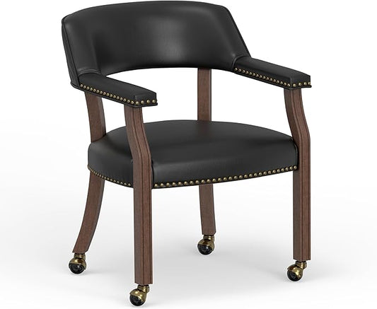 Modern Accent Chair Upholstered PU Leather Barrel Armchairs with Rubberwood Legs Comfy Lounge Arm Chair Hollow-Out Side Club Chair for Living Room Bedroom Office (Black)