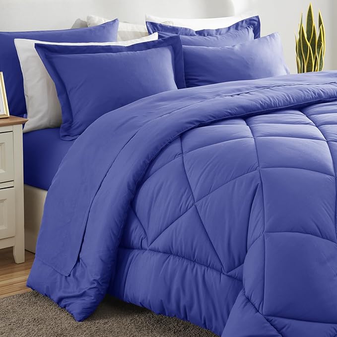 CozyLux King Size Comforter Set Very Peri - 7 Pieces Bed in a Bag King Luxury Soft Bed Set for All Seasons Bedding Set with Down Alternative Comforter Sheets Pillowcases &amp Shams