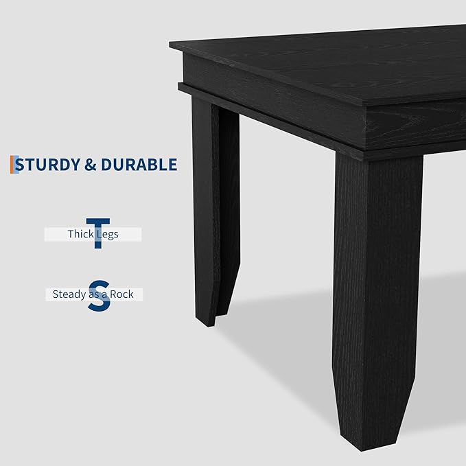 71 Inch Executive Desk Large Black Computer Desk with Sturdy Thick Legs Modern Farmhouse Home Office Desk 180cm Spacious Writing Table for Study Professional Workstation Furniture Rectangular