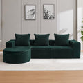 Boneless Cloud Couch Modular Sectional Sofa L-Shape with Chaise 102 Soft Faux Fur Deep Seat &amp 3 Pillows &amp 2 Side Pockets for Living Room Bedroom (Green Left Chaise)
