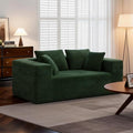 2-Seater Deep-Seat Corduroy Lounge Sleeper Sofa No Assembly Frameless Foam Cloud Couch Comfy Plush Double Seater for Living Room Bedroom Apartment Dorm Office（Green）