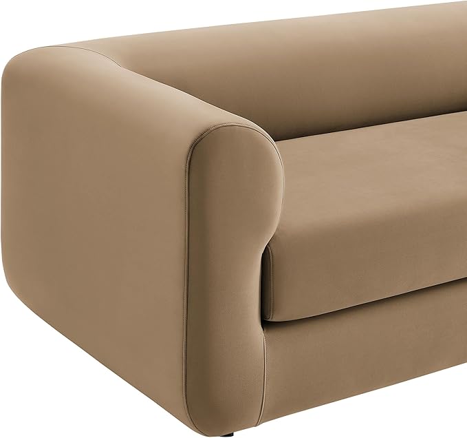 Modway Leif Performance Velvet Upholstered Sofa – 89 Inch Modern Tuxedo Sofa – Comfy 3 Seater Velvet Couch