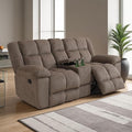 Corduroy Fabric Recliner Loveseat Manual Reclining Couch Comfy Recliner Loveseat Sofa with Cup Holders/Storage Modern 2 Seater Living Room Furniture for Home/Office (Brown 2 Seat)
