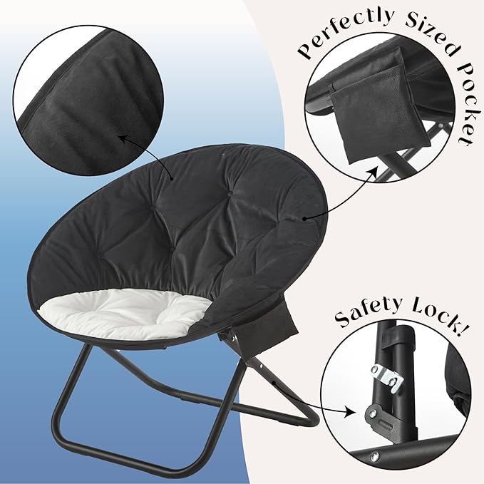 Urban Lifestyle Colorblock Micromink Saucer™ Chair with Black Legs Black/White