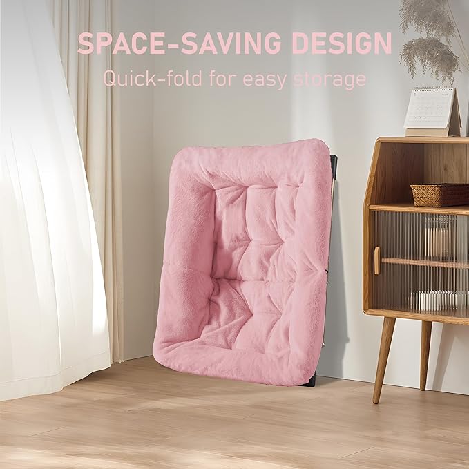 Comfy Oversized Saucer Chair with OttomanSoft Faux Fur Reading Lounge Chair for AdultsStable X-Large Metal Frame and Non-Slip PadCozy Chair for Bedroom Living Room Dorm Office Pink