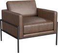 HomePop Modern Metal Frame Accent Chair|Homepop Home Décor|Accent Chairs for Living Room &amp Bedroom - Brown Faux Leather
