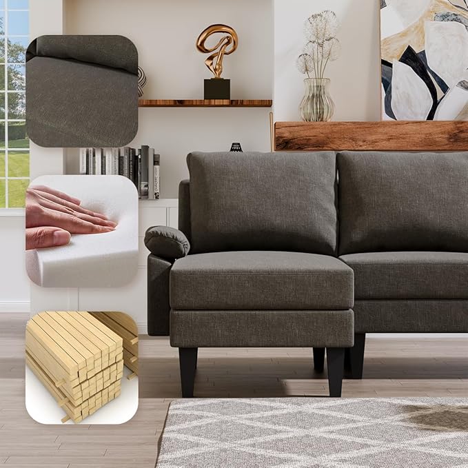 115 Inch Modular Sectional Sofa with Storage Ottoman Modern L-Shaped Sectional Couch with Chaise Chenille Couch for Living Room Apartment or Small Spaces Brown