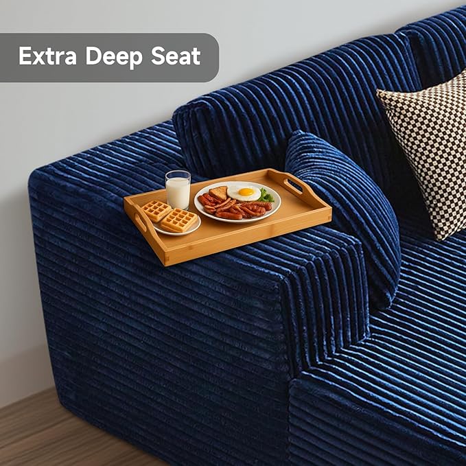 143 Oversized Cloud Boneless Couch with Chaise Modern Modular Sofa with Deep Seat Various Combinations Upholstered Couches for Living Room No Assembly Required Blue