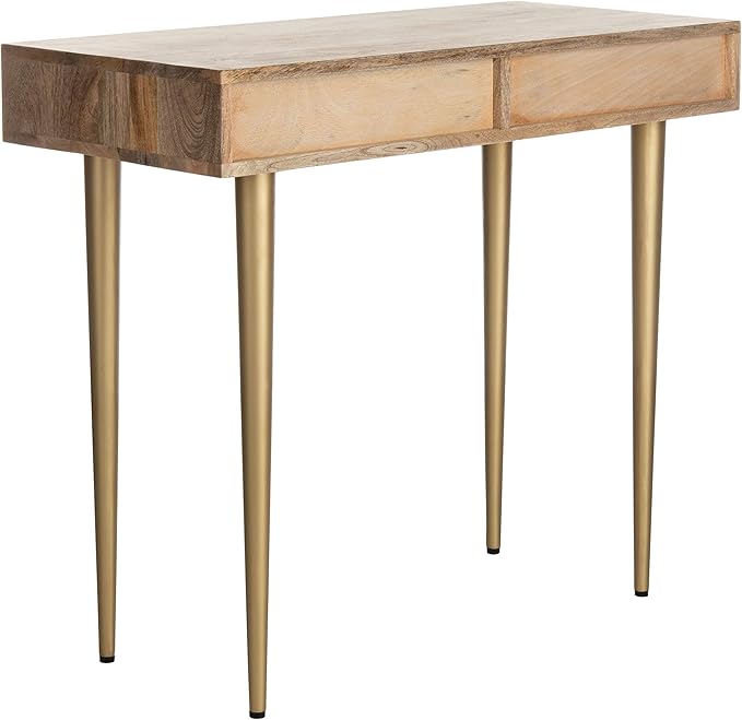 Safavieh Home Office Leni Modern Natural and Grey and Brass 1-drawer Desk