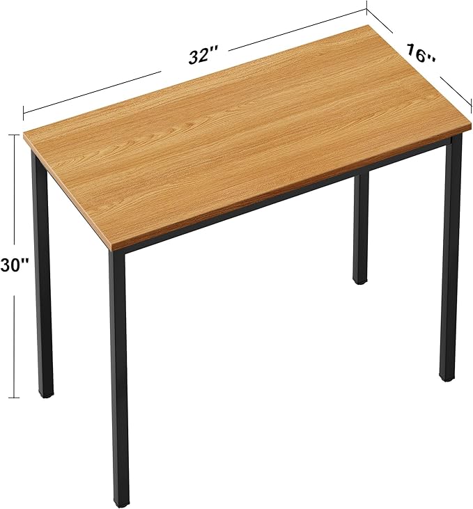 SogesGame 31.5 Inch Small Desk Computer Desk Modern Simple Gaming Desk Home Office Desks Writing Study Table Desks for Home Office Black Metal Frame Teak