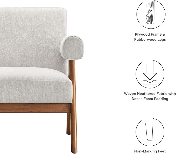 Modway EEI-6503-HEI Lyra Fabric Armchair Ivory Fabric