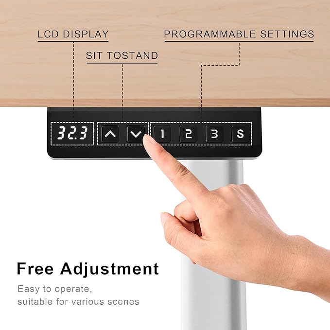 Fromann Electric Sit Standing Desk 47.2×23.6 Inches Height Adjustable Sit Stand up Desk for Home Office (Maplecolor)