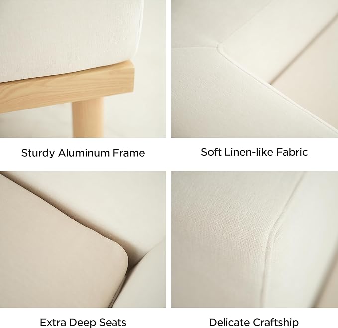 Acanva Minimalist Modular Sectional Sofa for Living Room Wide &amp Deep Seat Convertible Furniture Set with Metal Frame and Movable Covers Corner Chair Off White