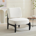 Qulomvs Modern Accent Chair Mid Century Accent Chair with Wooden Frame Upholstered Comfy Reading Chair Armless Side Sofa Chair for Living Room Bedroom (White Fabric)