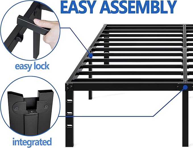 Metal Bed FrameTwin Size Bed Frame with Storage SpaceHeavy Duty Sturdy Mattress FoundationEasy AssemblyNo Box Spring Needed Black18 InchTwin