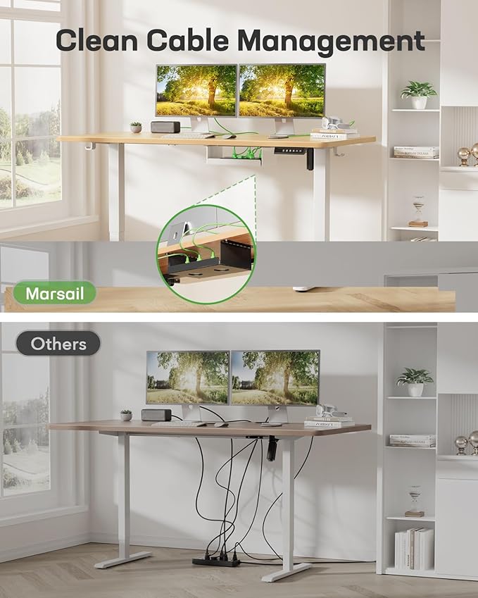 Marsail Standing Desk FrameElectric Standing Desk Legs with Powerful MotorHeight-Adjustable Desk Frame with 176 lbs Max Load for Various DesktopsStand up Desk Legs with 4 Memory Presets Frame Only