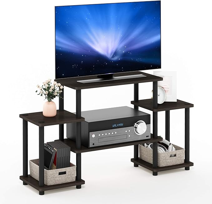 Furinno Turn-N-Tube No Tools Entertainment TV Stands Dark Brown/Black