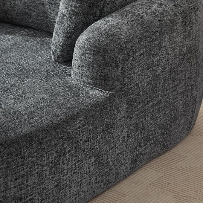 65.7 Oversized Chaise Longue Chair Indoor Modern Upholstered Corduroy Deep Seat Sofa Bed with Throw Pillows and Armrests Sleeper Sofa Couch for Living Room (Grey)