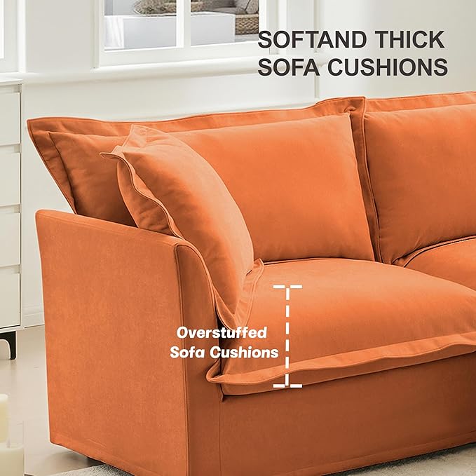 156.6 Inch 4-Seater Oversized Sectional Sofa - Wide Deep Seat Removable Washable Chenille Fabric for Living RoomOrange