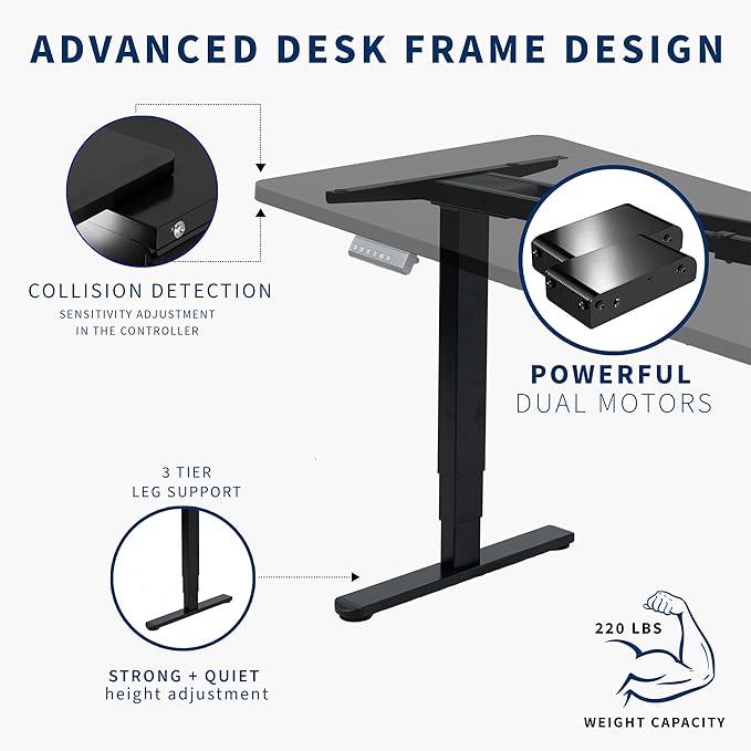 VIVO Electric 83 x 30 in Dual Motor Sit Stand Desk Memory Height Adjustment 2B Series Black Top Black Frame DESK-KIT-2B8B