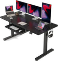 FEZIBO Standing Desk with Keyboard Tray 60 x 24 Inch Adjustable Height Sit Stand Desk with Memory Presets for Home Office Ergonomic Computer Workstation Black