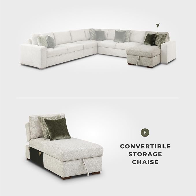 Lexicon Modular Sectional Sofa Module for Sectional Couch Armless Convertible Storage Chaise 2 Pillows Adjustable Backrests Removable Back Cushion Cover Microfiber Sand