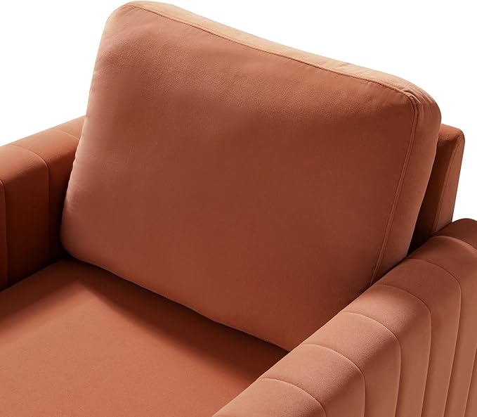 Modern Upholstered Velvet Accent Chair Velvet Armchair Club Chair with Gold Metal Legs Mid-Century Barrel Leisure Comfy Reading Chair for Livingroom Bedroom Coral