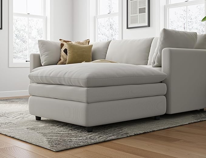 Txtin's Cloud Couches for Living Room L Shaped Sectional Couch with Ottoman Deep Plush 4 Seats Sofa Modern Sofa for Apartment Light Grey