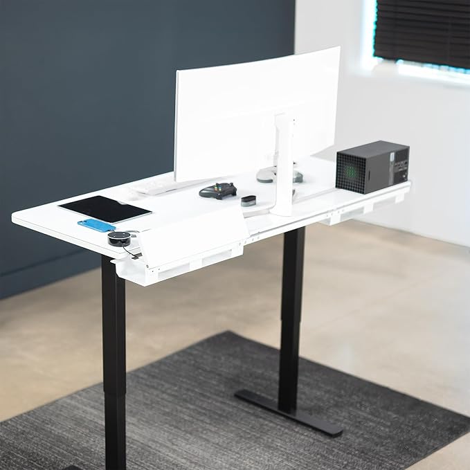 VIVO Universal 60 x 30 inch Table Top with Built-in Concealed Cable Trays for Standard and Sit to Stand Height Adjustable Home and Office Desks Full Size Mouse Pad White Desktop DESK-TOP3-W