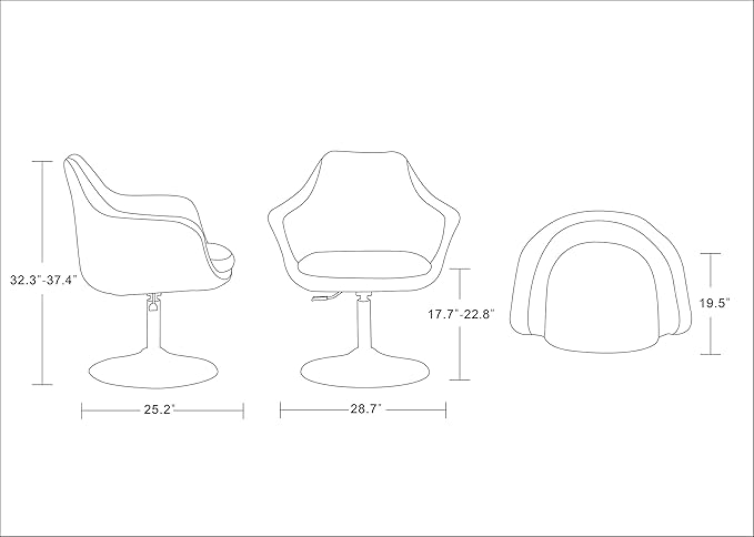 Manhattan Comfort Kinsey Adjustable Swivel Accent Chair Set of 2 with 360° Turn Upholstered in Wool Blend Polished Chrome Base Ergonomic Design for Living Room &amp Home Office 300 Lbs Capacity