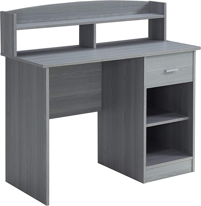 Techni Mobili Modern Office Hutch Writing Desk Grey