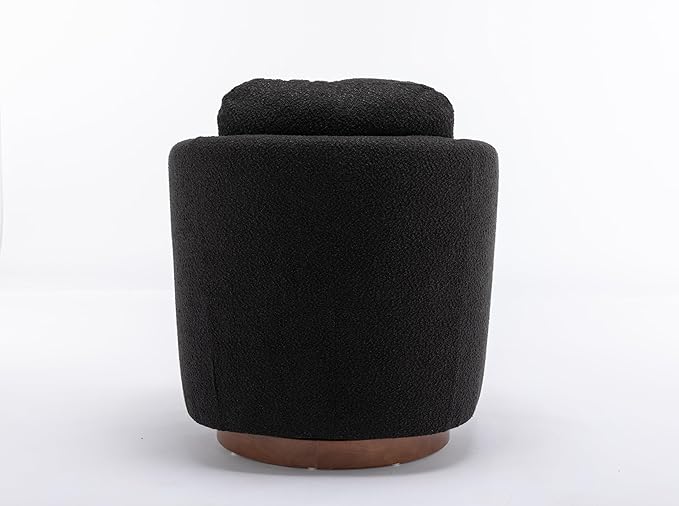 Club Reading ChairTeddy Fabric Armchair360°Swivel Armchair for ApartmentLiving RoomOfficeReception AreaBlack