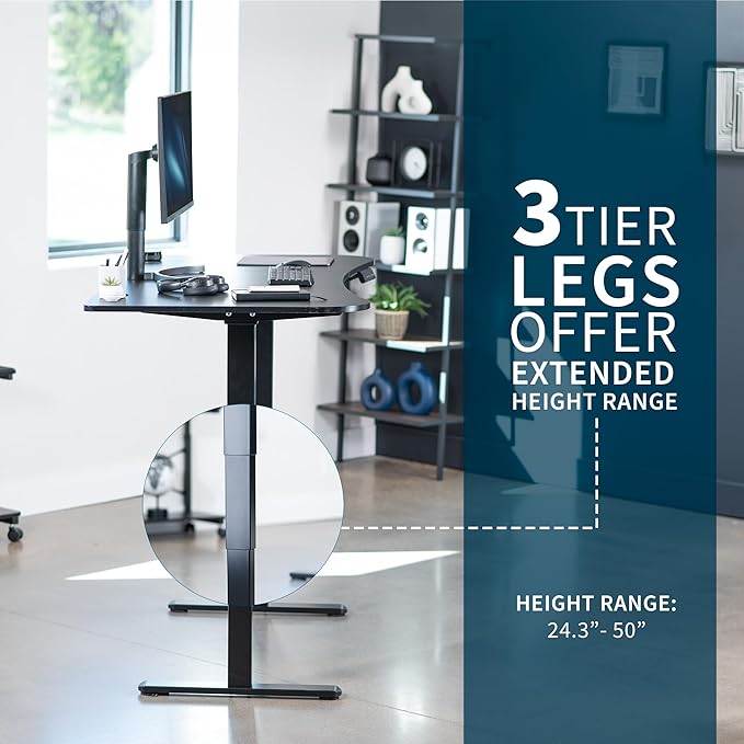 VIVO Electric 63 x 32 in Dual Motor Standing Desk Memory Height Adjustment 2B Series Black Top Black Frame DESK-KIT-2B1B