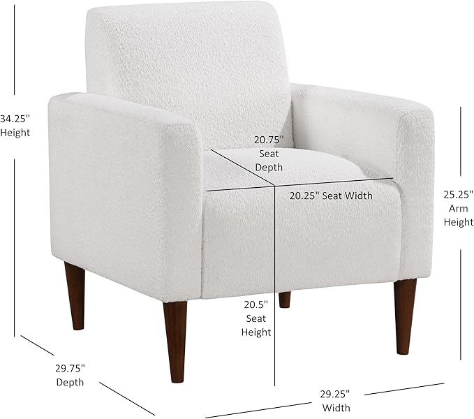 Caius Modern Arm Chair: Fabric Upholstery Pocket Spring Comfort Tapered Wood Legs for Living Room