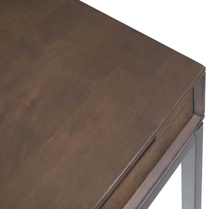 SIMPLIHOME Banting Desk - 60 Inch Wide Solid Wood and Metal Writing Desk in Walnut Brown Modern Industrial Home Office Computer Table for Study with 2 Drawers and Flip-Down Keyboard Tray