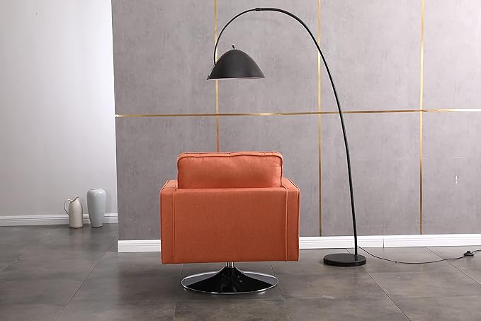 Generic Modern Linen Swivel Accent Chair Comfy Armchair with 360 Degree Swiveling for Living Room Bedroom Reading Room Home OfficeOrange
