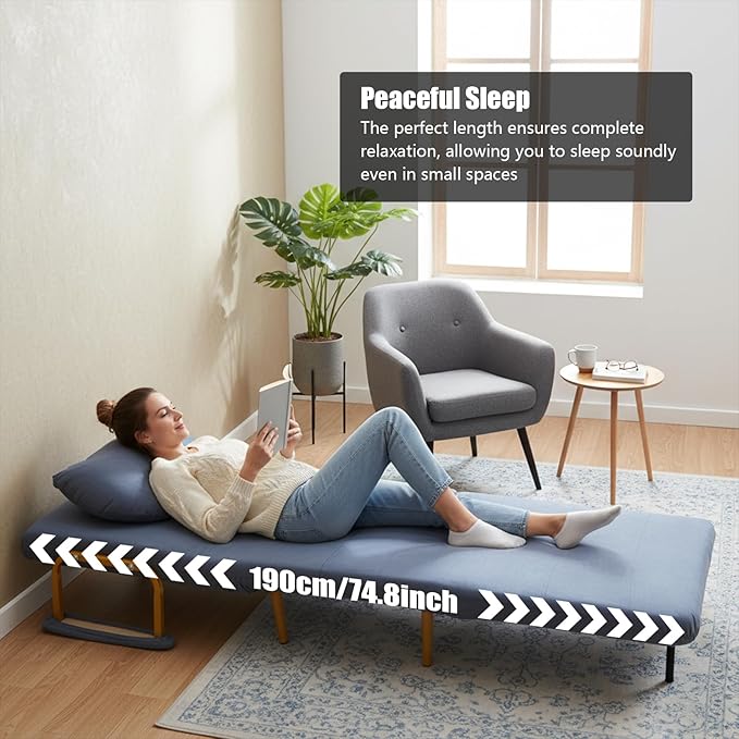 Convertible Sleeper Sofa Bed 3 in 1 Multi-Functional Sofa Chair Bed with 5 Position Adjustable Backrest Folding Sofa Bed Floor Single Chairs Fold Out Chair Beds for Living Room (Grey)
