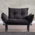 49 Mini Couch with Mattress Included Small Loveseat Sofa Chair for Small Space Oversized Accent Chair and a Half Metal Frame (Black)