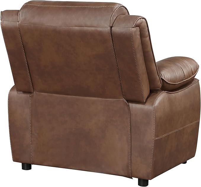 Coaster Home Furnishings - Ellington - Faux Leather Upholstered Padded Accent Chair with Black Legs Pillowtop Arms and Pocket Coil Seating - Living Room Chair - Dark Brown - 508283