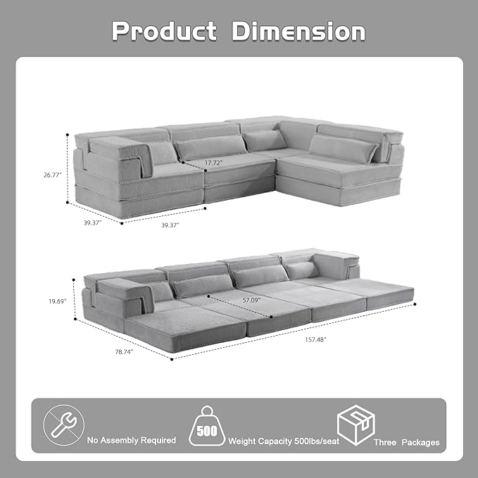 KEIKI 2Seat Modular Velvet Sofa Couch with Chaise Memory Foam for Living Room Apartment Living Style Conscious Homeowners Soft Plush Comfortable Cozy Relaxing Contemporary Design Light Grey