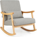 Giantex Upholstered Rocking Chair - Modern Rocker with Rubber Wood Frame Comfy Backrest &amp Seat PP Padded Pillow Single Rocking Chair for Living Room Nursery Bedroom Lounge Office Grey