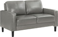 Coaster Home Furnishings - Ruth - Faux Leather - Upholstered Loveseat with Track Arms Foam-Filled Cushions and Straight Tapered Legs - Living Room - Gray - 508366
