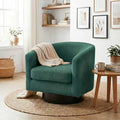 Swivel Accent Chair 360° Swivel Barrel Chair Comfy Upholstered Corduroy Club Armchair for Living Room Reading Room Bedroom (Dark Green)