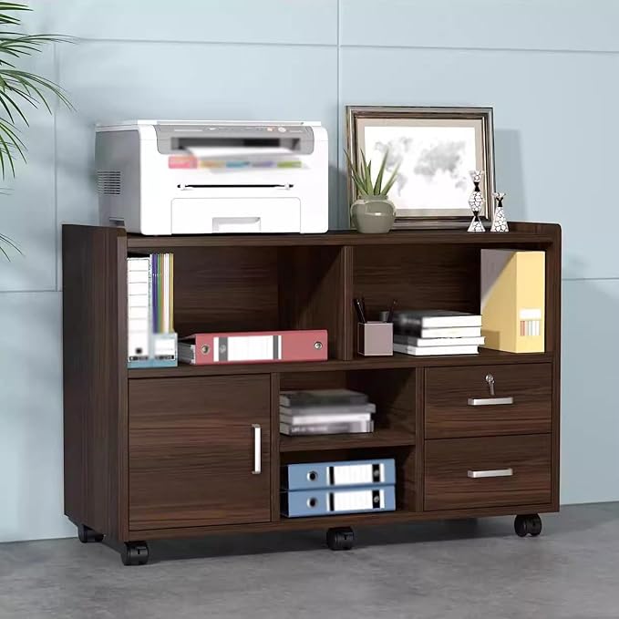 Desk Sideboard Printer Cupboard Mobile Data Cabinets Drawer Storage Floor File Cabinet(B)