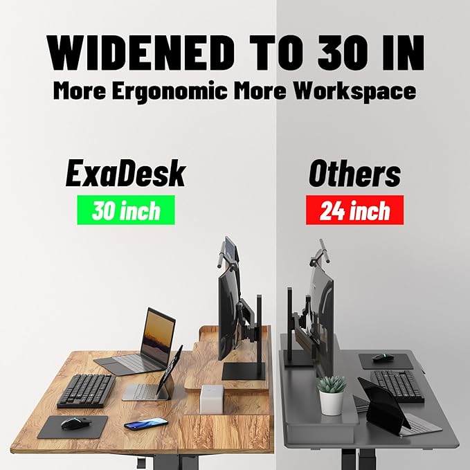 55 x 30 Inch Electric Standing Desk with 2 Drawers Adjustable Height Widened Stand Up Desk with Storage Sit to Stand Ergonomic Workstation for Home Office Light Rustic