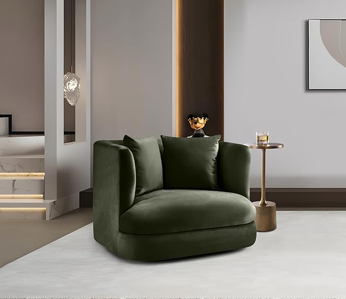 Meridian Furniture 699Green-C Alder Collection Modern | Contemporary Chair with Ultra Luxe Green Velvet 460 GSM Velvet Solid Wood Frame 38 W x 36 D x 30 H Green