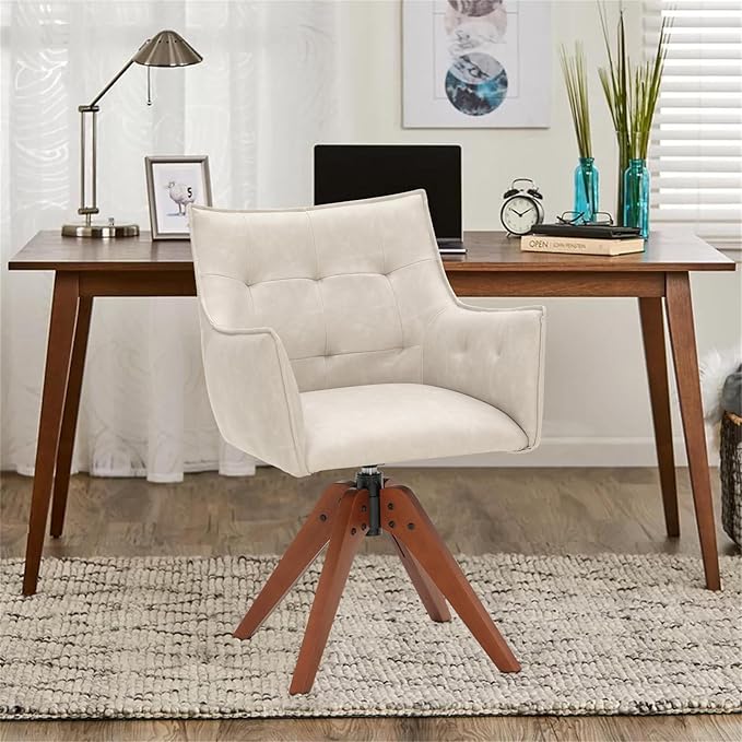 Sophia &amp William Swivel Living Room Chairs Set of 2Modern Accent Chair with Wood LegsUpholstered Faux Leather Armchair for Home BedroomGray